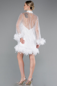 Robe de Cérémonie Courte Squameuse Blanc ABK2202