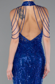 Robe de Soirée Longue Perlé Bleu Saxe ABU4912