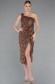 Robe De Soirée Midi Squameuse Cuivre ABK2377