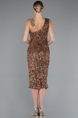Robe De Soirée Midi Squameuse Cuivre ABK2377