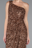 Robe De Soirée Midi Squameuse Cuivre ABK2377