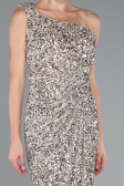 Robe De Soirée Midi Squameuse Beige ABK2377