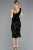 Robe De Soirée Midi Squameuse Noir ABK2377