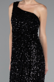 Robe De Soirée Midi Squameuse Noir ABK2377