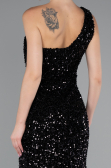 Robe De Soirée Midi Squameuse Noir ABK2377