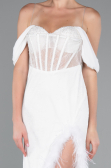 Robe de Soirée Longue Dantelle Blanc ABU4270