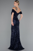 Robe Queue de Poisson Longue Squameuse Bleu Marine ABU4906