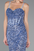 Robe De Soirée Squameuse Longue Indigo ABU4842
