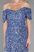 Robe de Soirée Longue Squameuse Indigo ABU4843