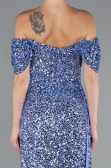 Robe de Soirée Longue Squameuse Indigo ABU4843