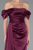 Robe De Fiançaille Satin Longue Couleur Cerise ABU1606