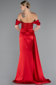 Robe de Soirée Longue Satin Rouge ABU5034