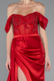 Robe de Soirée Longue Satin Rouge ABU5034