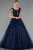 Robe De Soirée De Créateur Longue Bleu Marine ABU5019