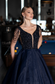 Robe De Soirée De Créateur Longue Bleu Marine ABU5019