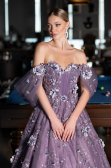 Robe de Fiançailles Design Personnalisé Longue Lavande ABU5074