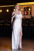 Robe de Soirée Longue Dantelle Blanc ABU4270