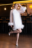 Robe de Cérémonie Courte Squameuse Blanc ABK2202