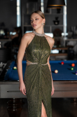 Robe de Soirée Longue Kaki ABU4324