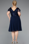 Robe Grande Taille Mousseline Courte Bleu Marine ABK1376