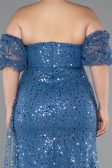 Robe De Soirée Grande Taille Longue Squameuse Indigo ABU5077