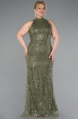 Robe de Soirée Grande Taille Longue Perlé Kaki ABU5063