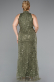 Robe de Soirée Grande Taille Longue Perlé Kaki ABU5063