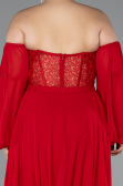 Robe de Soirée Grande Taille Longue Mousseline Rouge ABU5037