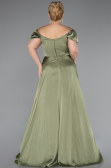 Robe De Soirée Grande Taille Satin Longue Kaki ABU4576