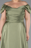 Robe De Soirée Grande Taille Satin Longue Kaki ABU4576