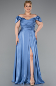 Robe De Soirée Grande Taille Satin Longue Indigo ABU4576