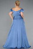 Robe De Soirée Grande Taille Satin Longue Indigo ABU4576