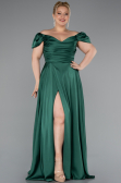 Robe De Soirée Grande Taille Satin Longue Émeraude ABU4576