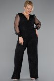 Robe De Invitation Grande Taille Longue Noir-Argent ABT131
