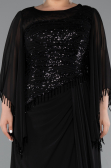 Robe De Soirée Grande Taille Longue Mousseline Noir ABU5093
