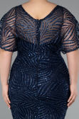 Robe De Invitation Grande Taille Midi Bleu Marine ABK2372