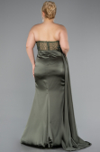 Robe De Graduation Grande Taille Satin Longue Kaki ABU3855