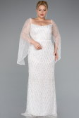 Robe De Fiançailles Grande Taille Perlé Longue Blanc ABU4640