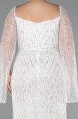 Robe De Fiançailles Grande Taille Perlé Longue Blanc ABU4640