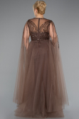 Robe De Fiançailles Grande Taille Longue Perlé Brun ABU5050
