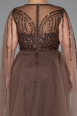 Robe De Fiançailles Grande Taille Longue Perlé Brun ABU5050