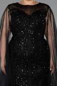 Robe De Fiançailles Grande Taille Longue Perlé Noir ABU5050