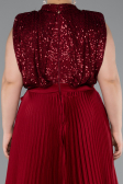 Robe Grande Taille Longue Rouge Bordeaux ABU3341
