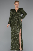 Robe De Fiançailles Grande Taille Longue Squameuse Kaki ABU4373