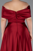Robe Grande Taille Longue Satin Rouge Bordeaux ABU5072