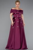 Robe Grande Taille Longue Satin Prune ABU5072