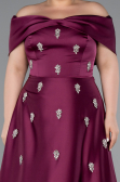 Robe Grande Taille Longue Satin Prune ABU5072