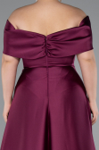 Robe Grande Taille Longue Satin Prune ABU5072