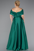 Robe Grande Taille Longue Satin Émeraude ABU5072