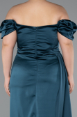 Robe De Soirée Grande Taille Satin Longue Vert Pétrole ABU1626